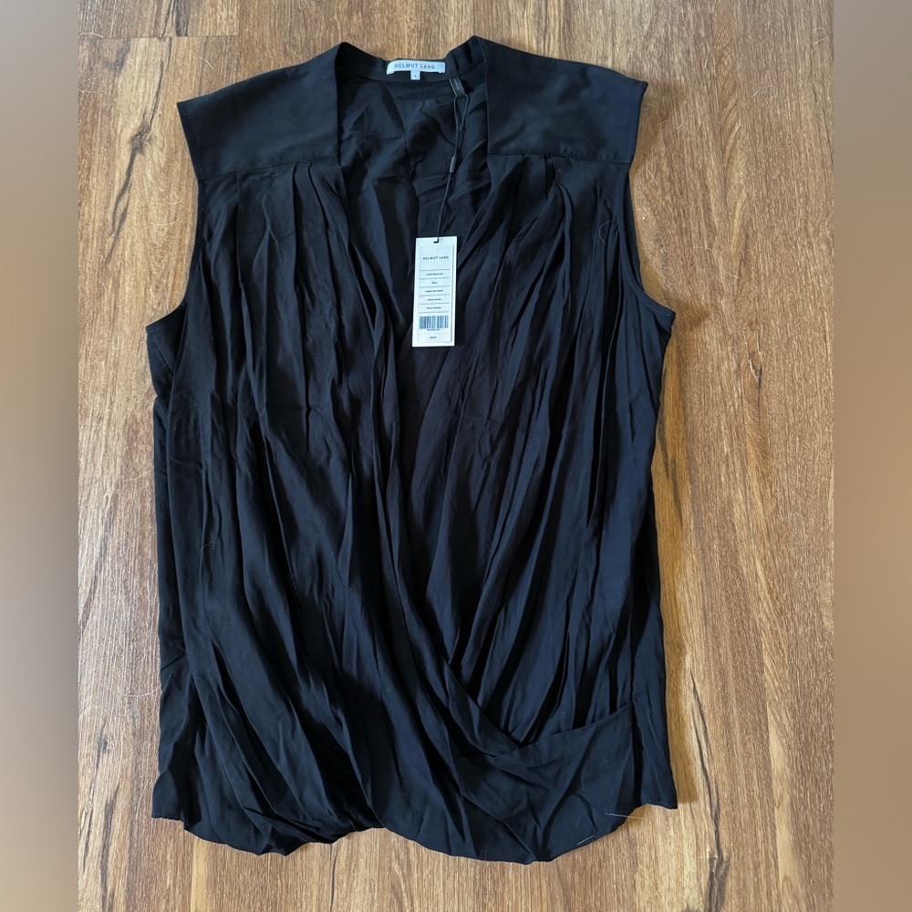 Helmut Lang Black Drape Front Top Size Large NWT $240 - Picture 4 of 9